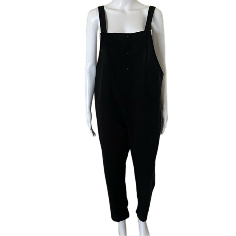 Fashion Classic Fashion Collection Linen Blend Black Jumpsuit Overalls Bibs M